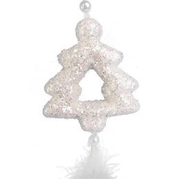 Ozdoba bożonarodzeniowa zawieszka CHOINKA Z PIÓRKAMI 30 cm BIAŁA