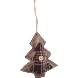 Ozdoba bożonarodzeniowa zawieszka CHOINKA z materiału 12 cm BRĄZOWA