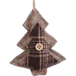 Ozdoba bożonarodzeniowa zawieszka CHOINKA z materiału 12 cm BRĄZOWA