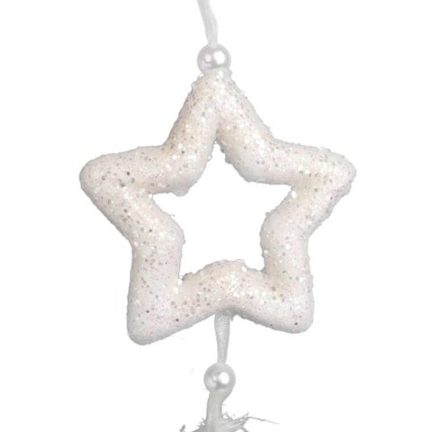 Ozdoba bożonarodzeniowa zawieszka GWIAZDA Z PIÓRKAMI 30 cm BIAŁA