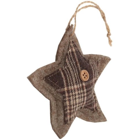 Ozdoba bożonarodzeniowa zawieszka GWIAZDA z materiału 10cm BRĄZOWA