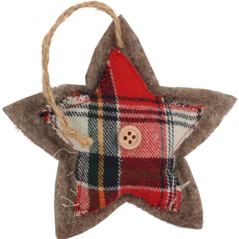 Ozdoba bożonarodzeniowa zawieszka GWIAZDA z materiału 10cm CZERWONA