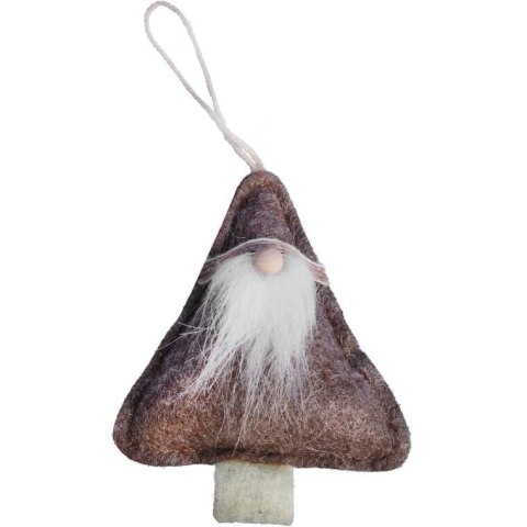 Ozdoba bożonarodzeniowa zawieszka MIKOŁAJ z materiału 12 cm brązowa