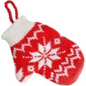 Ozdoba bożonarodzeniowa zawieszka RĘKAWICZKA z włóczki 12X9.5cm CZERWONA