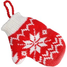Ozdoba bożonarodzeniowa zawieszka RĘKAWICZKA z włóczki 12X9.5cm CZERWONA