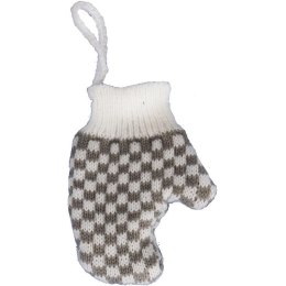 Ozdoba bożonarodzeniowa zawieszka RĘKAWICZKA z włóczki 12X9.5cm SZARA