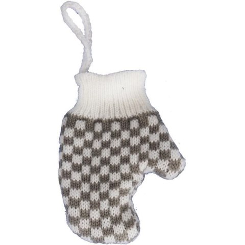 Ozdoba bożonarodzeniowa zawieszka RĘKAWICZKA z włóczki 12X9.5cm SZARA