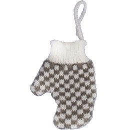 Ozdoba bożonarodzeniowa zawieszka RĘKAWICZKA z włóczki 12X9.5cm SZARA