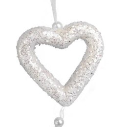 Ozdoba bożonarodzeniowa zawieszka SERCE Z PIÓRKAMI 30 cm BIAŁA
