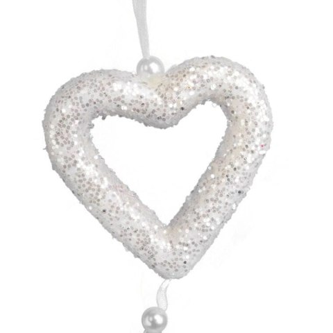 Ozdoba bożonarodzeniowa zawieszka SERCE Z PIÓRKAMI 30 cm BIAŁA