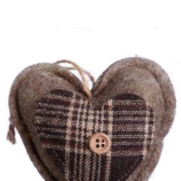 Ozdoba bożonarodzeniowa zawieszka SERCE z materiału 10 cm BRĄZOWE