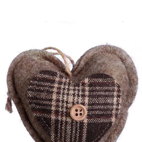 Ozdoba bożonarodzeniowa zawieszka SERCE z materiału 10 cm BRĄZOWE