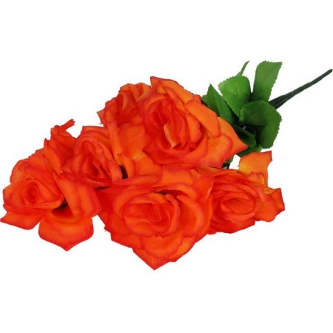 Pomarańczowy Bukiet 7 Realistycznych Róż o Wysokości 44cm