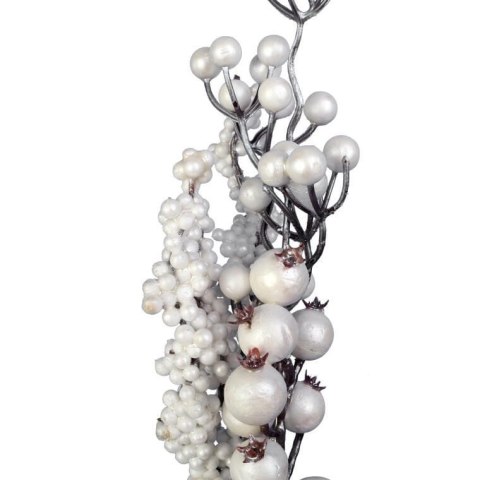 SREBRNA GAŁĄZKA DEKORACYJNA Z KULECZKAMI 40 CM