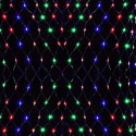 Siatka Świetlna LED Multikolor 1,5x1,5m z Przezroczystym Przewodem, Wodoodporna IP44 do Dekoracji Wnętrz i Zewnętrznych