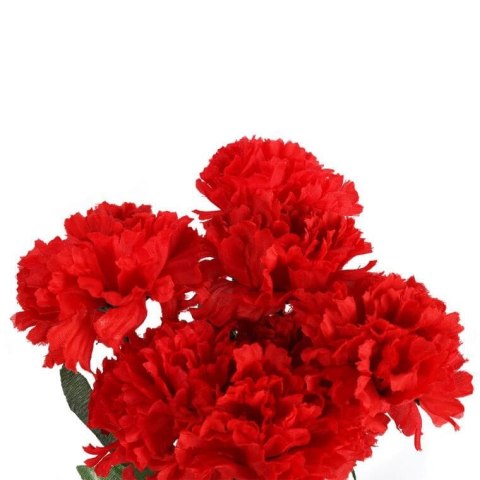 Sztuczne Goździki w Kolorze Czerwonym - Bukiet 7 Sztuk, 32 cm Wysokości