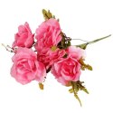 Sztuczne Róże w Bukiecie - 6 Sztuk, Kolor Jasno Różowy, Wysokość 48 cm