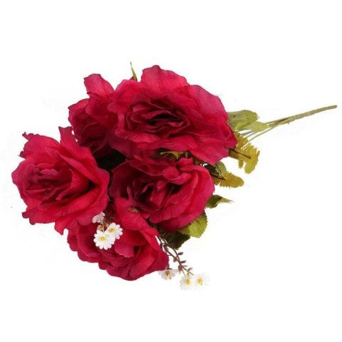 Sztuczne Róże w Bukiecie, 6 Sztuk, Kolor Różowy, Wysokość 48 cm