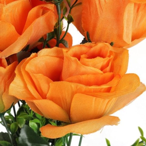 Sztuczne Róże w Bukiecie - 7 Sztuk, Kolor Pomarańczowy, 54 cm