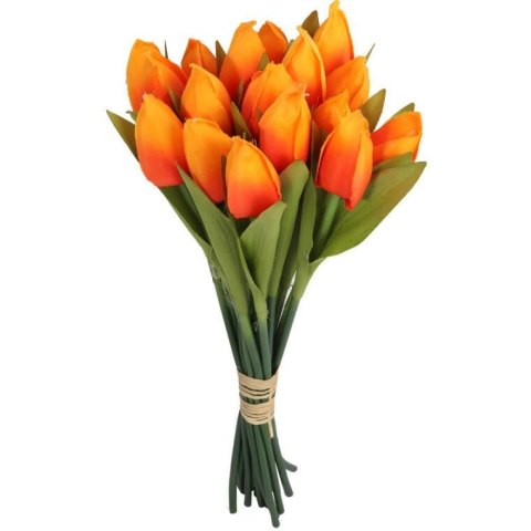 Sztuczny Bukiet 18 Pomarańczowych Tulipanów - Dekoracja o Wiarygodnym Wyglądzie