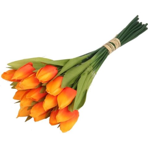 Sztuczny Bukiet 18 Pomarańczowych Tulipanów - Dekoracja o Wiarygodnym Wyglądzie