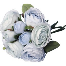 Sztuczny Bukiet 9 Niebieskich Róż Wyglądających Jak Żywe - 28cm