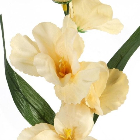 Sztuczny Kwiat Gladiola Kremowy 55 cm z Listkami Wysokiej Jakości