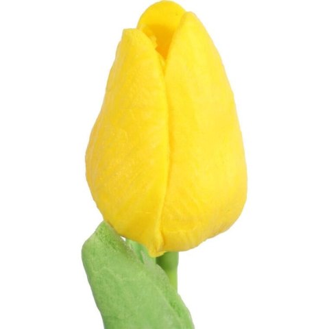 Sztuczny Tulipan Gumowany w Kolorze Żółtym - Dekoracja o Wysokości 34 cm