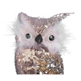 ZAWIESZKA ŚWIĄTECZNA SOWA STYROPIANOWA Z CEKINAMI I BROKATEM 25 CM