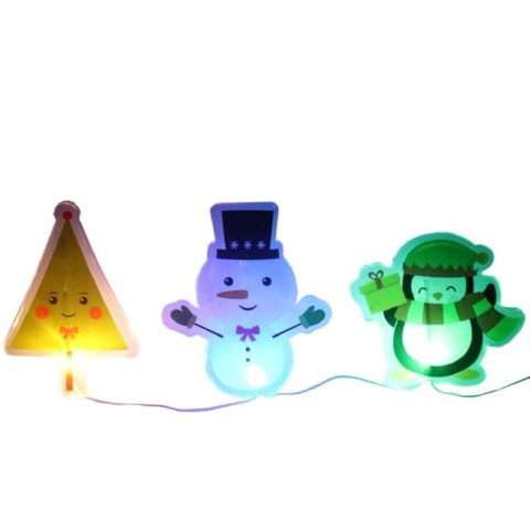 ŻELOWE ŚWIĄTECZNE NAKLEJKI 3 LED NA SZYBĘ OKNO II