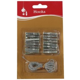 ZESTAW 16 SREBRNYCH KLAMEREK 3CM + OZDOBNY SREBRNY SZNUREK