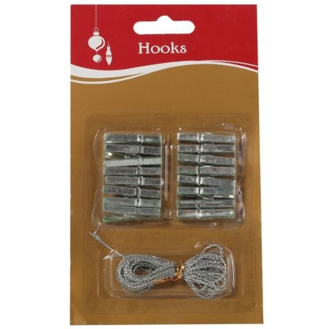 ZESTAW 16 SREBRNYCH KLAMEREK 3CM + OZDOBNY SREBRNY SZNUREK