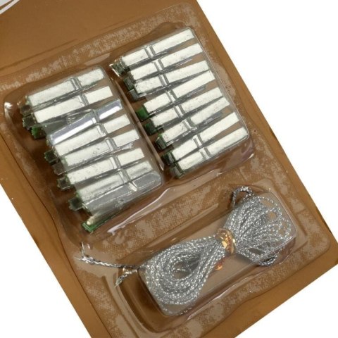 ZESTAW 16 SREBRNYCH KLAMEREK 3CM + OZDOBNY SREBRNY SZNUREK