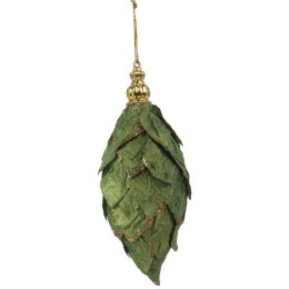 Zawieszka sopel kolor zielony z brokatem 14 cm