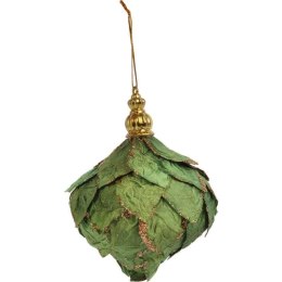Zawieszka wrzeciono kolor zielony z brokatem 10 cm