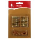 Zestaw 16 Złotych Dekoracyjnych Klamerek 3cm + Srebrny Sznuerek do Dekoracji i Wyeksponowania Zdjęć