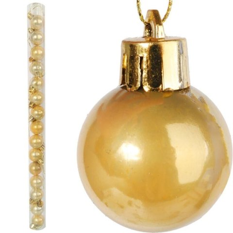 Zestaw 16 bombek plastikowych w tubie 3 cm złote