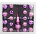 Zestaw 18 bombek szklanych z czubkiem kolor fioletowy II