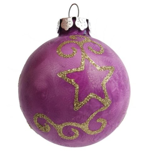 Zestaw 18 bombek szklanych z czubkiem kolor fioletowy