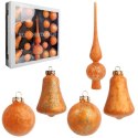 Zestaw 18 bombek szklanych z czubkiem kolor pomarańczowy