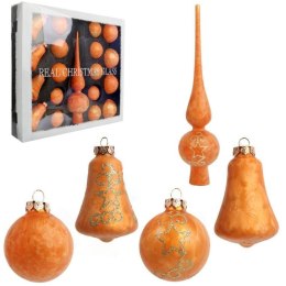 Zestaw 18 bombek szklanych z czubkiem kolor pomarańczowy