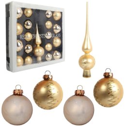 Zestaw 18 bombek szklanych z czubkiem kolor złoty II