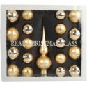 Zestaw 18 bombek szklanych z czubkiem kolor złoty II