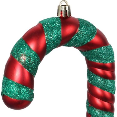 Zestaw 2 Plastikowych Zawieszek Świątecznych - Laski 26 cm, Zielono-Czerwone
