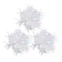 Zestaw 3 Opalizujących Białych Śnieżynkowych Zawieszek Świątecznych 6 cm