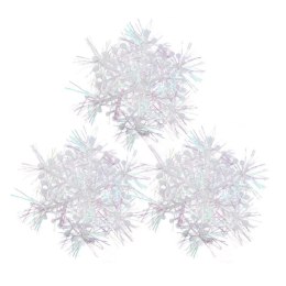 Zestaw 3 Opalizujących Białych Śnieżynkowych Zawieszek Świątecznych 6 cm
