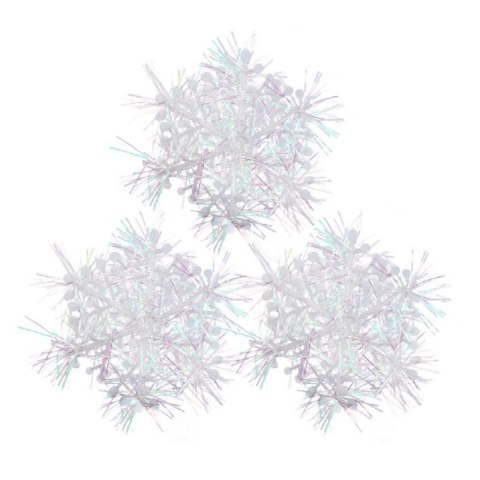 Zestaw 3 Opalizujących Białych Śnieżynkowych Zawieszek Świątecznych 6 cm