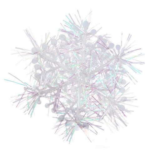 Zestaw 3 Opalizujących Białych Śnieżynkowych Zawieszek Świątecznych 6 cm