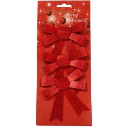 Zestaw 3 wstążek metalizowanych 10 cm kolor czerwony