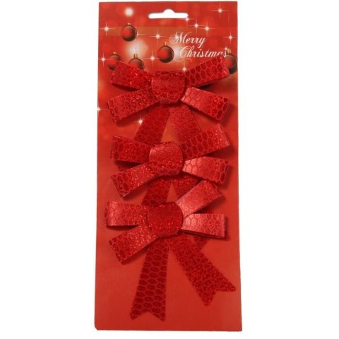 Zestaw 3 wstążek metalizowanych 10 cm kolor czerwony